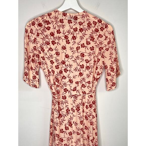 Faithful The Brand x Anthropologie Rivera Pink Floral Midi Wrap Dress Women's 2 - Picture 12 of 13